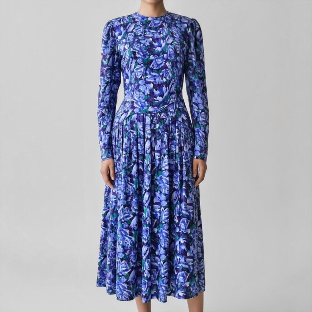 Vintage 80s 100% Silk Dress Bloomcore Cottagecore Festival Dopamine Dressing 8